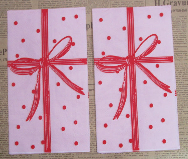 Paper Napkins (Pack of 2) Red and Pink Ribbon Bow