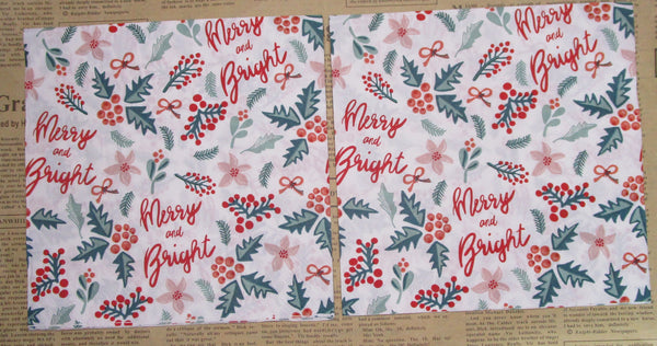 Paper Napkins (Pack of 2) Holly and Berries Small Foliage Merry and Bright