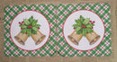 Paper Napkins (Pack of 2) Golden Bells in a Circle Christmas Gingham