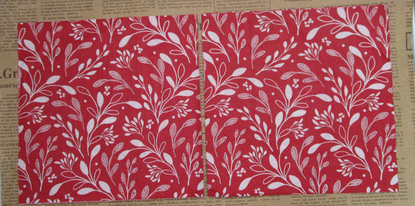 Paper Napkins (Pack of 2) Red and White Foliage Sp[rigs