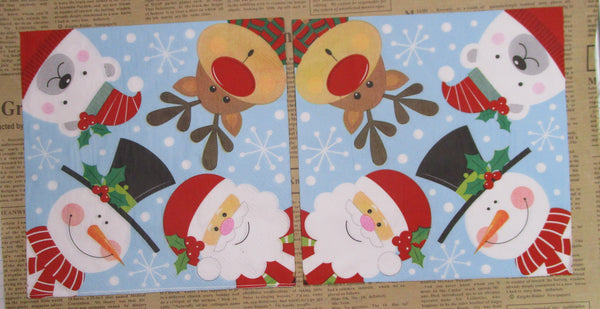 Paper Napkins (Pack of 2) Polar Bear, Snowman Sant Reindeer Characters