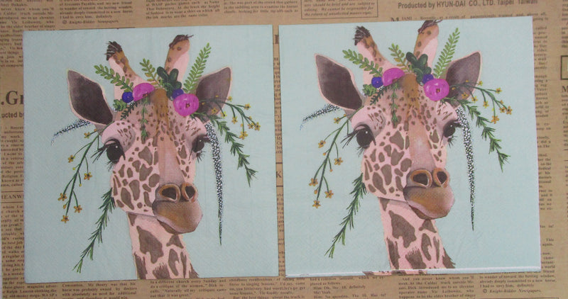 Paper Napkins (Pack of 2) Giraffe with Flowers on Hair
