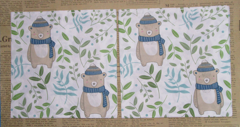 Paper Napkins (Pack of 2) Cute Bear in Scarf with Foliage