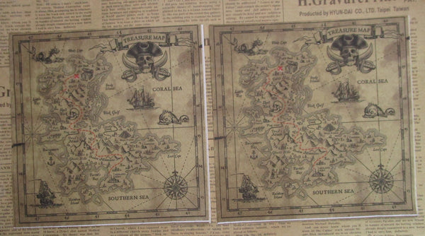 Paper Napkins (Pack of 2) Treasure Map Vintage Pirate