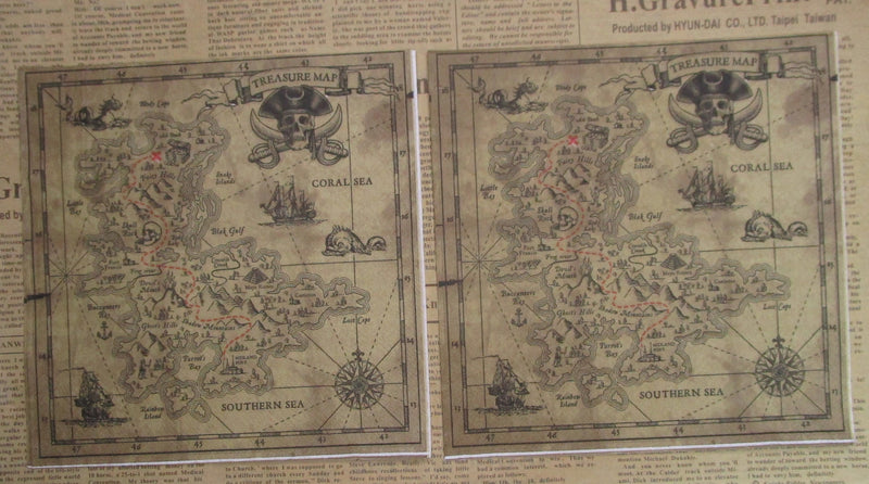 Paper Napkins (Pack of 2) Treasure Map Vintage Pirate