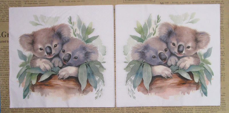 Paper Napkins (Pack of 2) Koala Cuddles with Foliage