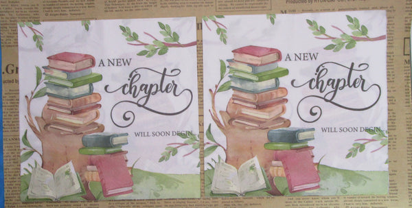 Paper Napkins (Pack of 2)Stack of Books Foliage a New Chapter will soon