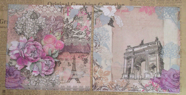 Paper Napkins (Pack of 2) Vintage Paris Flower Eiffel Tower Arc de Triomphe