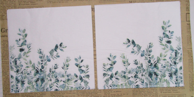Paper Napkins (Pack of 2) Green Vine Foliage Corner Accent