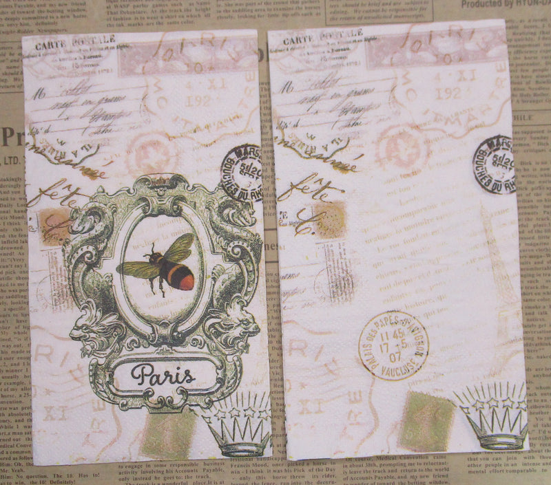 Paper Napkins (Pack of 2) Bee in Frame and Stamped background