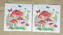 Paper Napkins (Pack of 2) Cocktail Mushroom Butterflies and Foliage