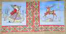 Paper Napkins (Pack of 2) Folk Art Santa walking in the Snow with Quilted Border