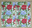 Paper Napkins (Pack of 2) Poinsettia Blue and Red Flowers Green Sprigs.