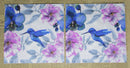 Paper Napkins (Pack of 2) Humming Bird with Blue and Purple Flowers Foliage