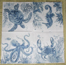 Paper Napkins (Pack of 2) Turtle, Octopus, Seahorse and Crab Coral under the sea