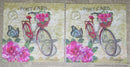 Paper Napkins (Pack of 2) Old Bike with flowers Butterfly Postcard Postage Stamp