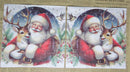 Paper Napkins (Pack of 2) Santa and Adult Deer Cuddles Blue Background