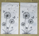Paper Napkins (Pack of 2) Black Dandelion Flower and Buttlery