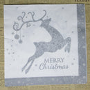 Paper Napkins (Pack of 2) Siver Reindeer with Swirls Merry Christmas