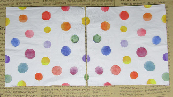 Paper Napkins (Pack of 2) Bright coloured Scattered Dots