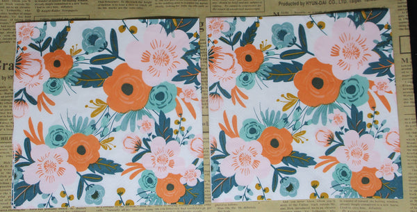 Paper Napkins (Pack of 2) Abstract Bunches of Flowers and Leaves