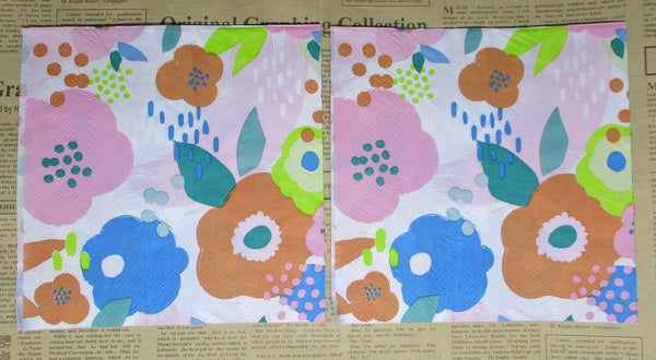 Paper Napkins (Pack of 2) Abstract Florals and Mark Making