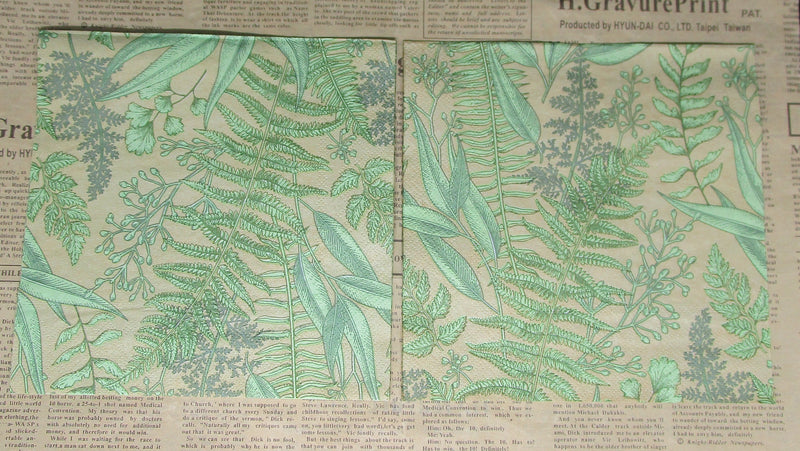 Paper Napkins (Pack of 2) Green Foliage on Kraft Background