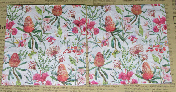 Paper Napkins (Pack of 2) Australia Flowers and Foliage Banksia Flowers