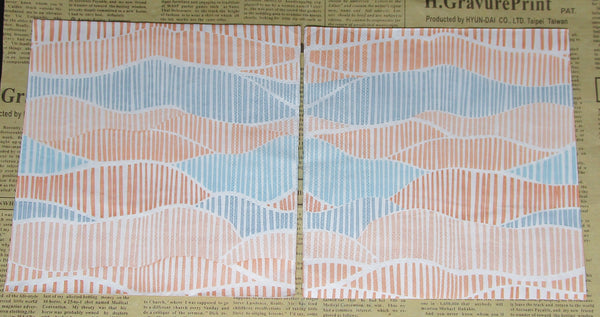 Paper Napkins (Pack of 2) Blue and Orange Pastel Abstract Lines