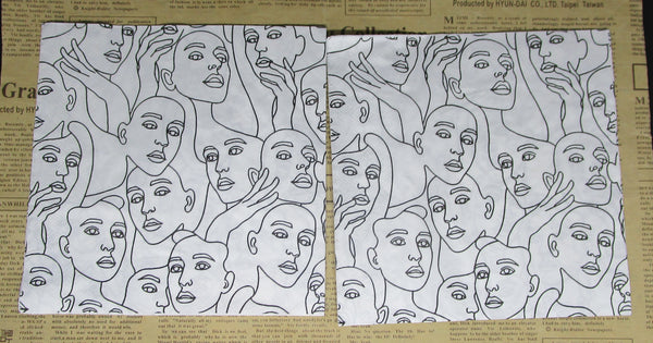 Paper Napkins (Pack of 2) Contour Scribble Faces Black and White