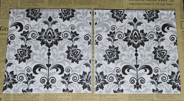 Paper Napkins (Pack of 2) Black and Grey Demask Swirl Designs