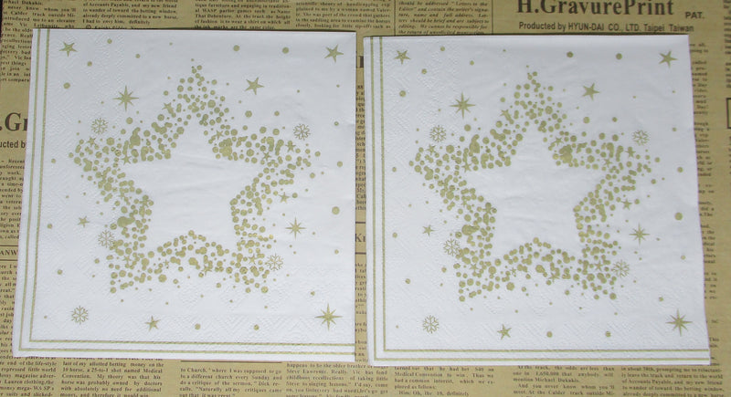 Paper Napkins (Pack of 2) Gold Star Made ith Spots and Stars