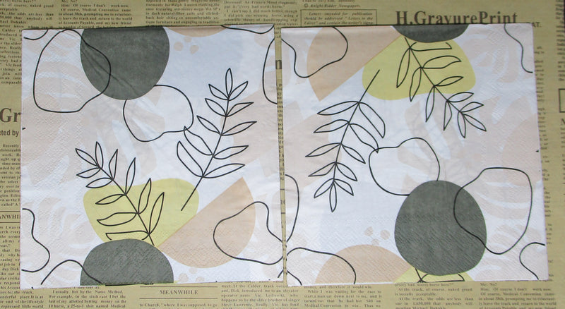 Paper Napkins (Pack of 2) Abstract Leaves and Shapes with Earth Tones