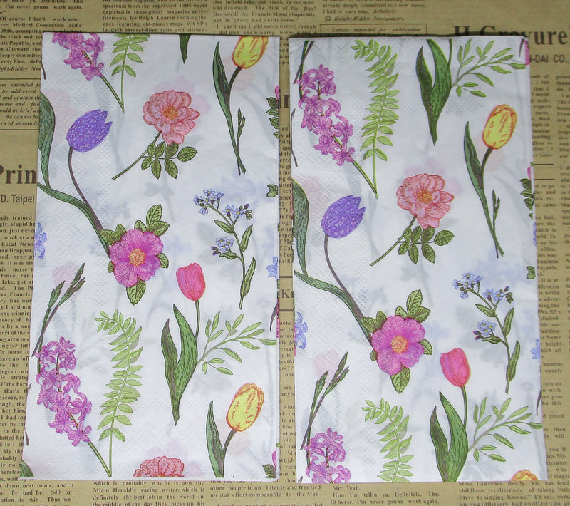 Paper Napkins (Pack of 2) Lots of Flowers Tulip P{inkFlowers Leaves