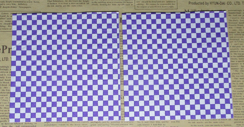 Paper Napkins (Pack of 2) Deep Purple and White Check