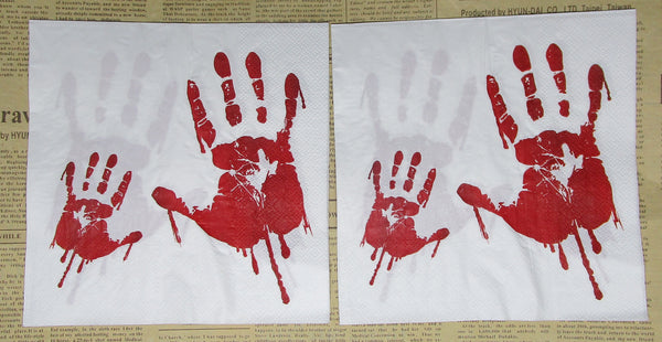 Paper Napkins (Pack of 2) Bloody Hands Drpping Blood Halloween