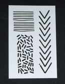 Stencil 6 x 4 Trio of Mark Making Lines Dashes and Chevron