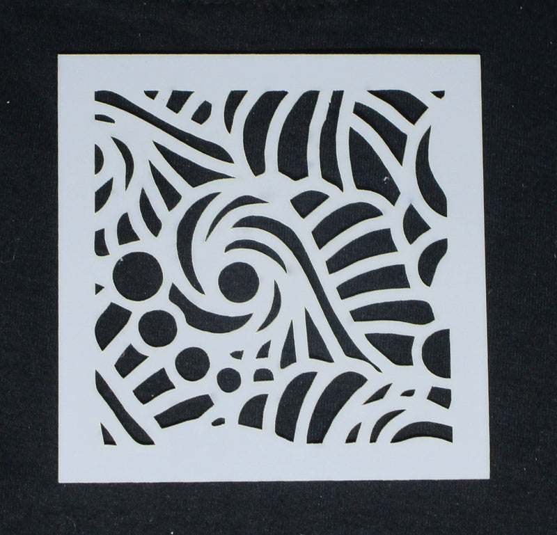 Stencil 4 x 4 Swirly Dots and Lines