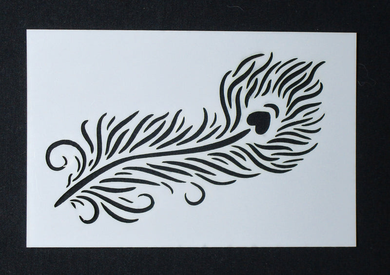 Stencil  6 x 4 Feather Large Single with Heart