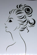 Stencil Face Large Lady with Curls