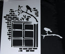 Stencil and Mask Set Large A4 Window and Bird on Branch
