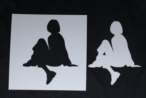 Stencil and Mask Set Lady Sitting Cross Legs
