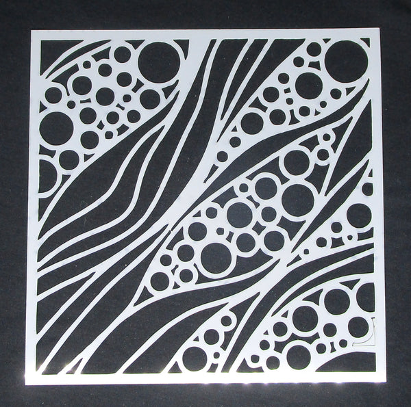 Stencil 8 x 8inch Waves and Bubble Circles