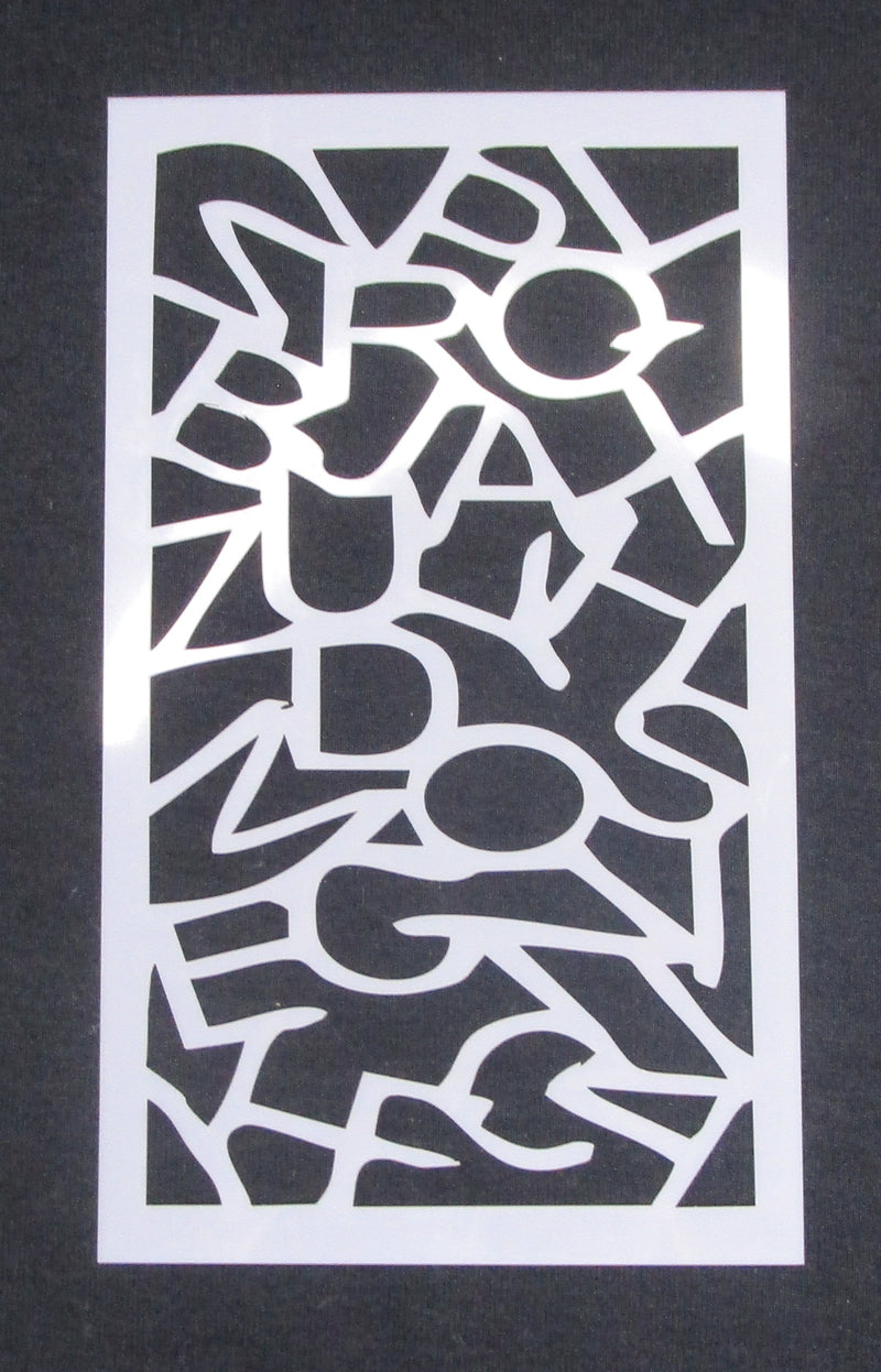 Stencil 6 x 4 Scattered Alphabet