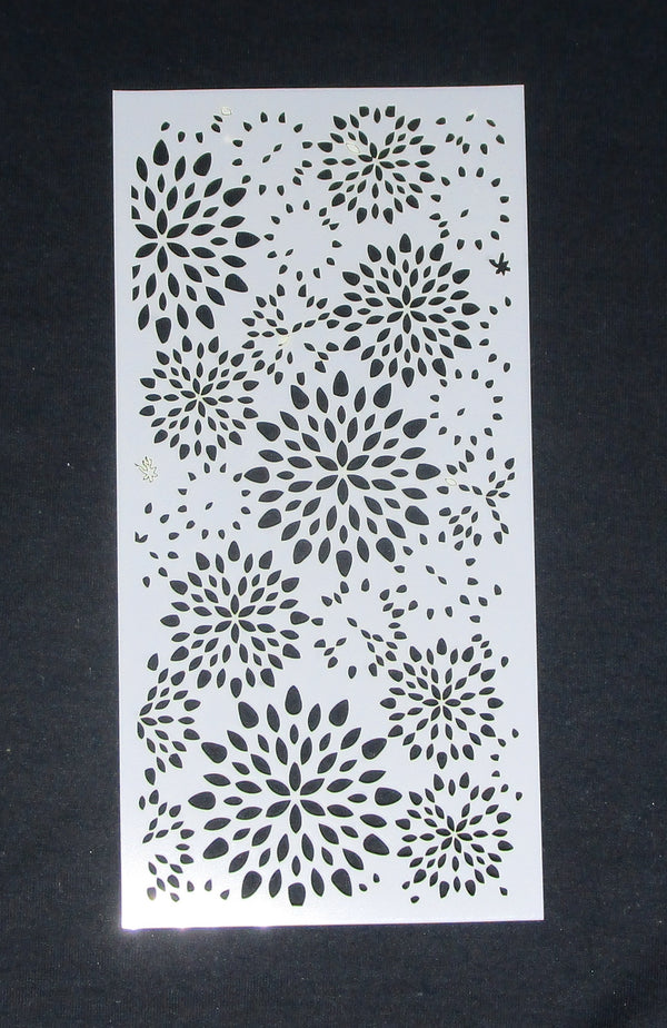 Stencil 4 x 8 Medium flowers Destressed