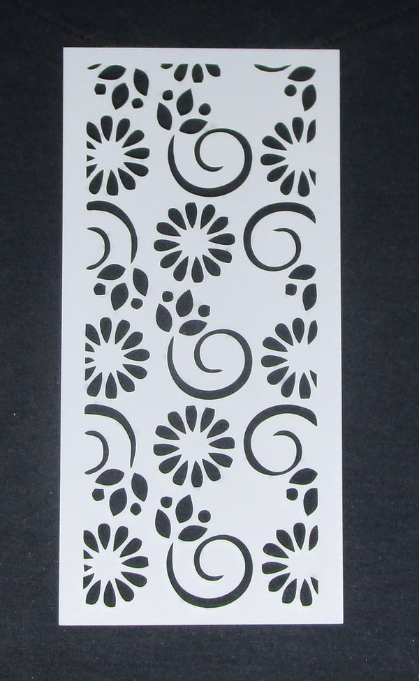 Stencil 4 x 8 Medium Flowers and Swirls