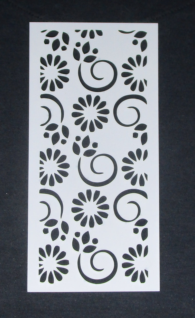 Stencil 4 x 8 Medium Flowers and Swirls