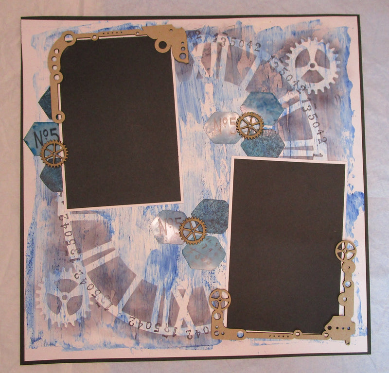 Online Class Scrapbooking Double Page Cogs, Clock and Chains