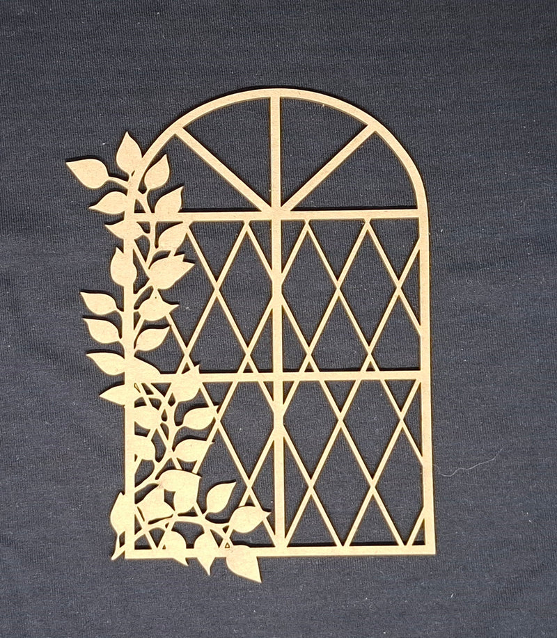 Chipboard Window with Lattice and Vine