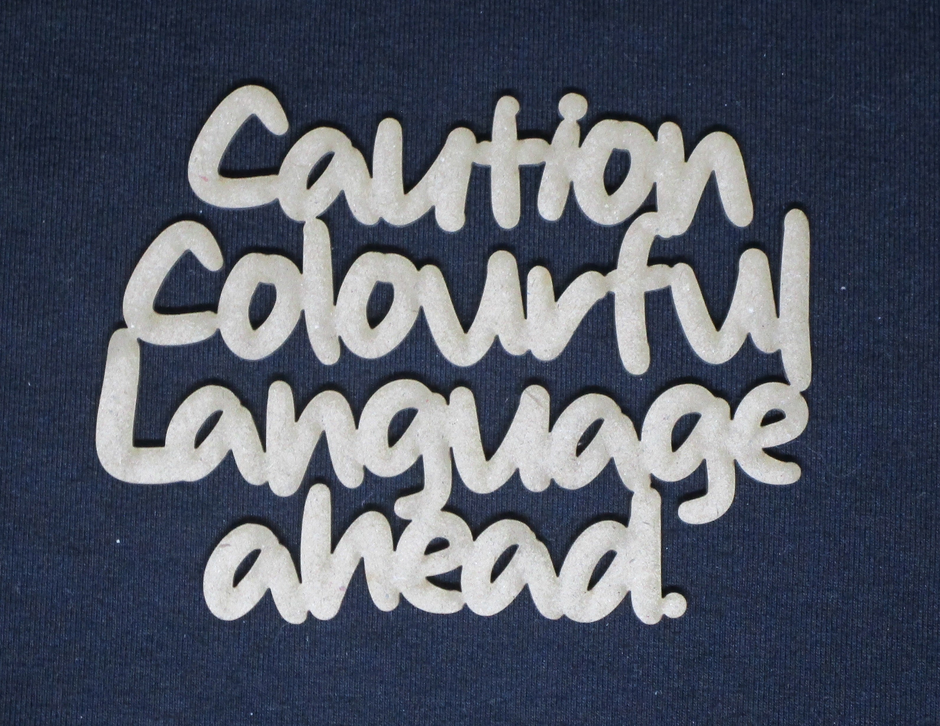 Chipboard Word Caution Colourful Language Ahead